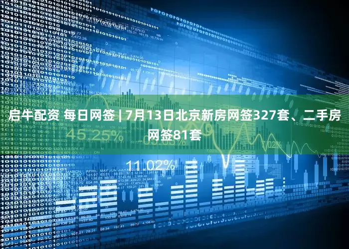 启牛配资 每日网签 | 7月13日北京新房网签327套、二手房网签81套