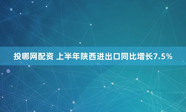 投哪网配资 上半年陕西进出口同比增长7.5%
